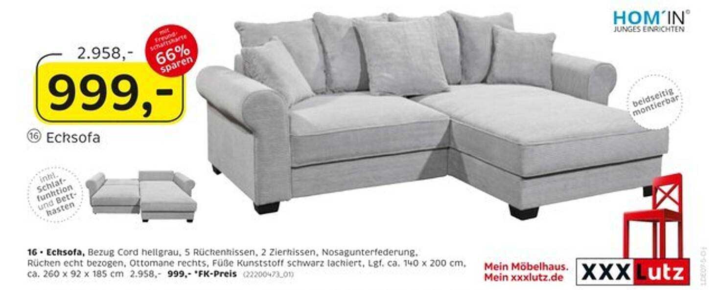Ecksofa von HOM'IN - Jetzt für nur 999,- statt 2.958,-