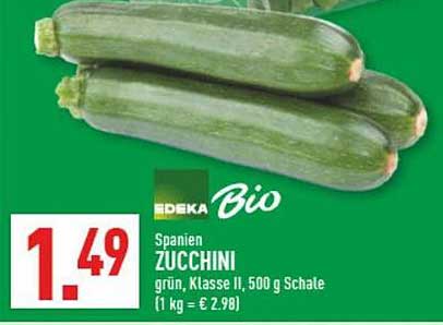 EDEKA Bio Zucchini, grün, Klasse II, 500 g Schale