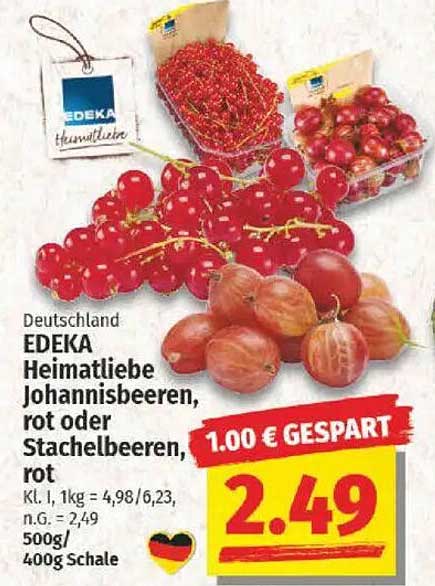 EDEKA Heimatliebe Johannisbeeren, rot oder Stachelbeeren, 500g