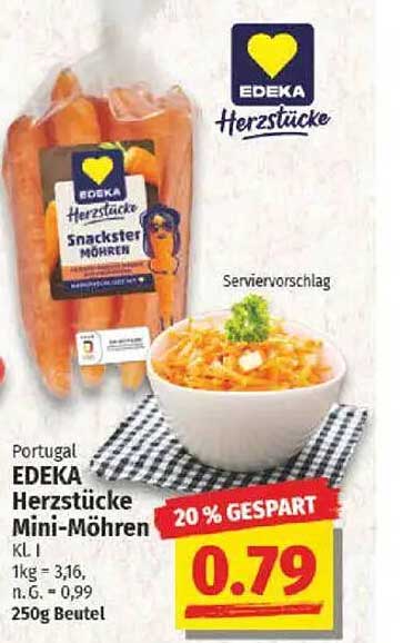EDEKA Herzstücke Mini-Möhren 250g Beutel