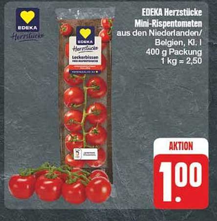EDEKA Herzstücke Mini-Rispentomaten aus den Niederlanden/Belgien, Kl. I