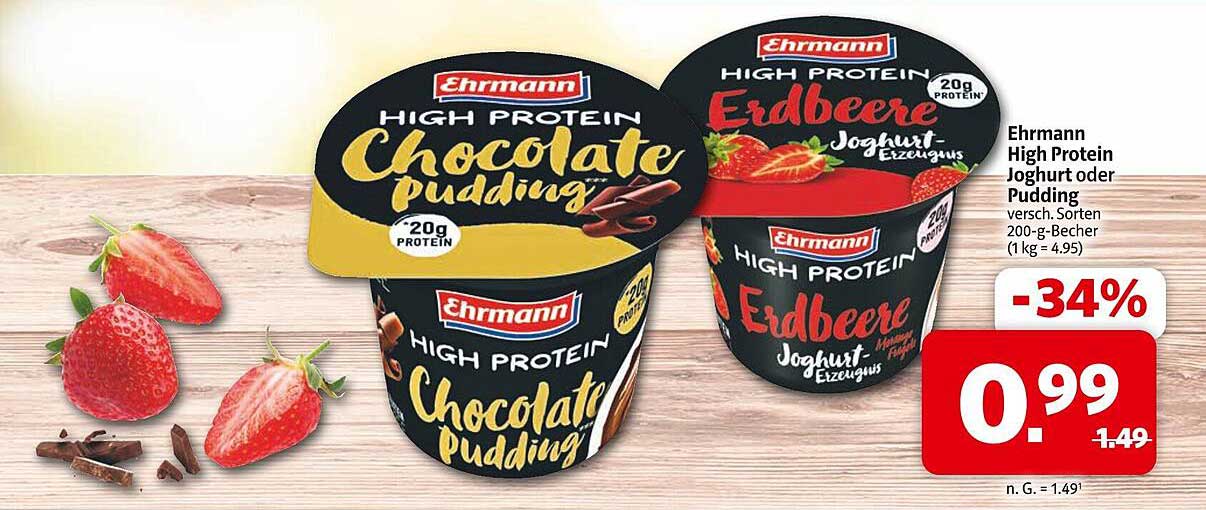Ehrmann High Protein Joghurt oder Pudding, verschiedene Sorten, 200-g-Becher
