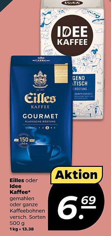 Eilles oder Idee Kaffee - Gemahlene oder ganze Kaffeebohnen 500 g