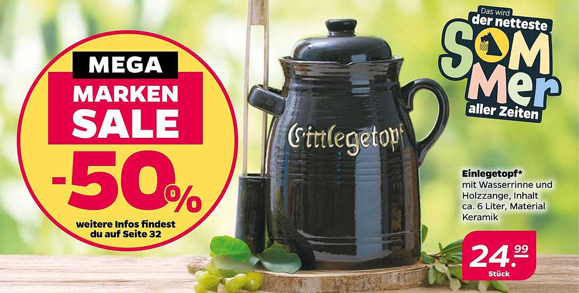 Einlegepot mit Wasser rinne und Holz zange, Inhalt ca. 6 Liter, Material Keramik