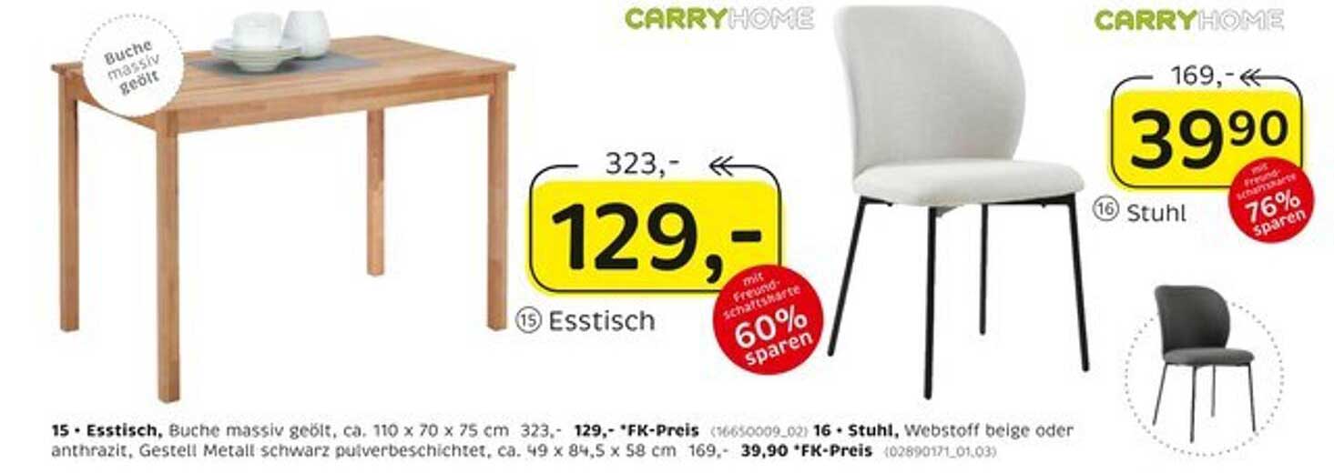 Ess Tisch aus massivem Buche, 110 x 70 x 75 cm - jetzt nur 129,- EUR