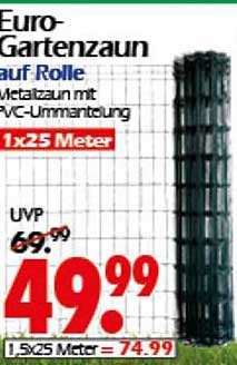 Euro-Gartenzaun auf Rolle – Metallzaun mit PVC-Ummantulung (1x25 Meter)
