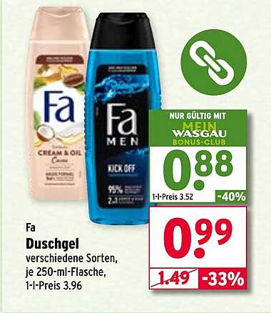 Fa Duschgel verschiedene Sorten, je 250-ml-Flasche