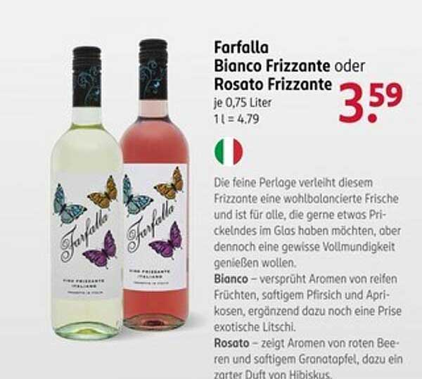 Farfalla Bianco Frizzante oder Rosato Frizzante