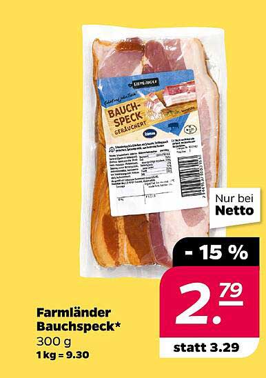 Farmländer Bauchspeck 300 g - nur 2,79 €