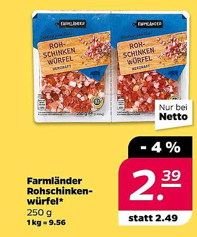 Farmländer Rohschinkenwürfel* 250 g