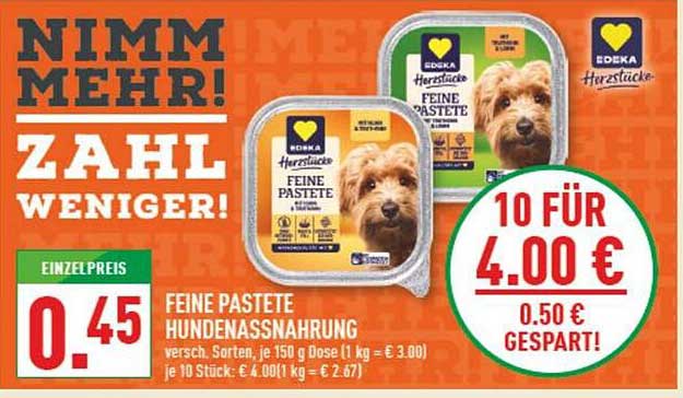 Feine Pastete Hundenahrung – 10 für 4,00 €