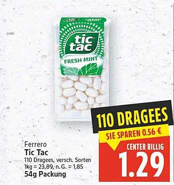 Ferrero Tic Tac Fresh Mint 54g Packung