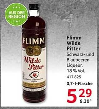 Flimm Wilde Pitter Schwarze- und Blaubeeren Liqueur, 18 % Vol.