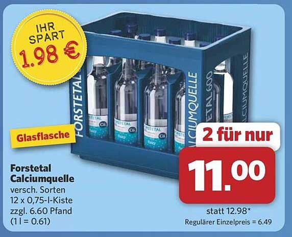 Forstetal Calciumquelle 12 x 0,75 l - 2 für nur 11,00 €