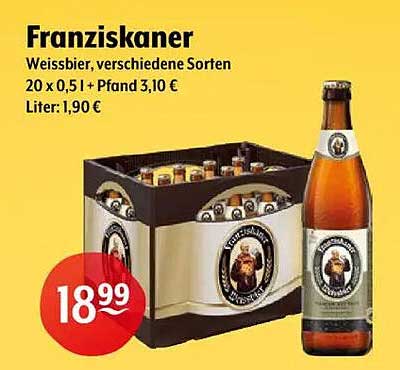 Franziskaner Weissbier, verschiedene Sorten, 20 x 0,5 l