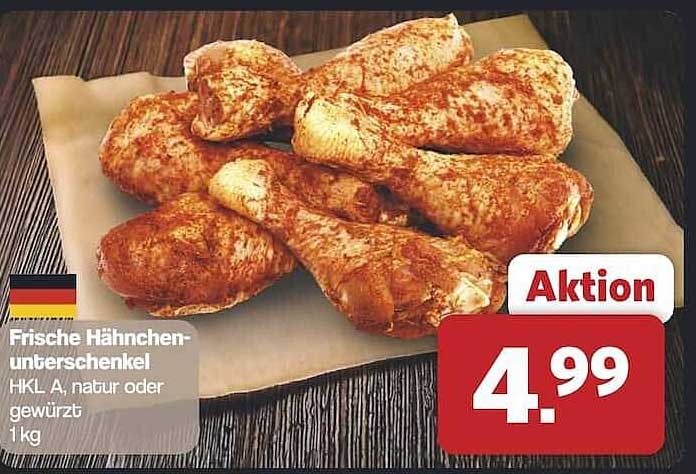 Frische Hähnchen-Unterschenkel HKL A, natur oder gewürzt (1 kg)