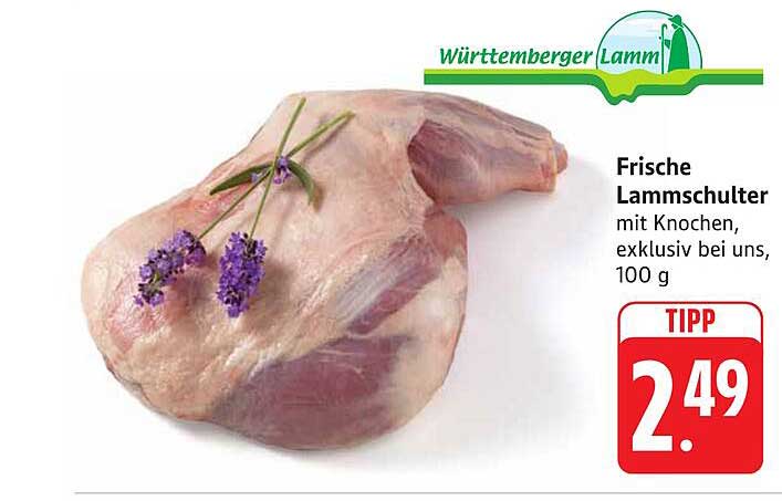 Frische Lammschulter mit Knochen, exklusiv bei uns, 100 g