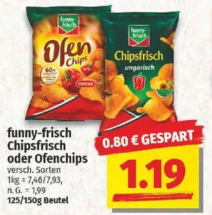 funny-frisch Chipsfrisch oder Ofenchips 125/150g Beutel