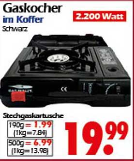 Gaskocher im Koffer 2.200 Watt Schwarz