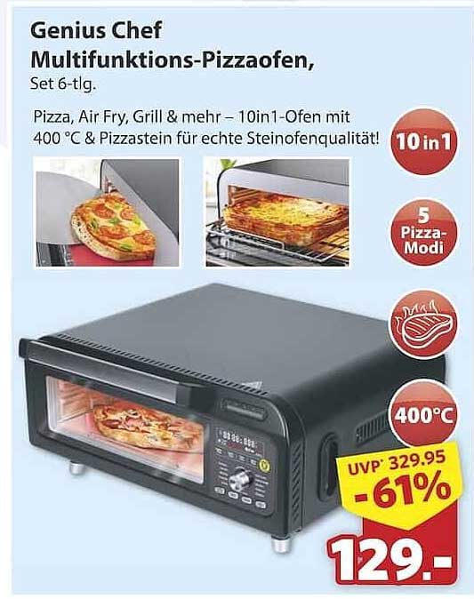 Genius Chef Multifunktions-Pizzaofen, Set 6-tlg.