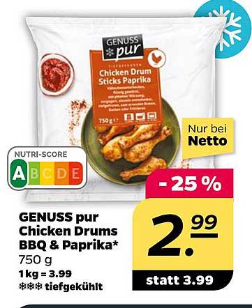GENUSS pur Chicken Drums BBQ & Paprika 750 g