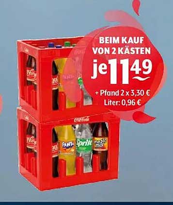 Getränke Hoffmann: 2 Kästen zum Preis von je 11,49 €