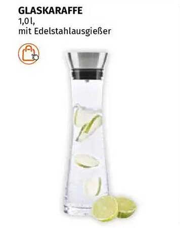 GLASKARAFFE 1,0 l, mit Edelstahlausgießer