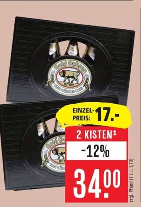 Gold Ochsen Bier: 2 Kisten zum Sonderpreis von 34,00 €