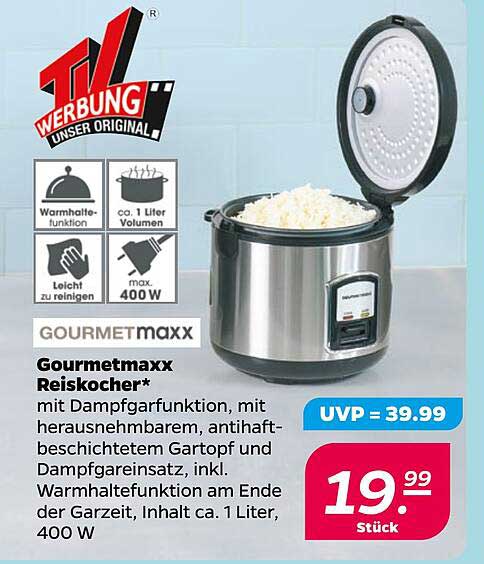 Gourmetmaxx Reiskocher mit Dampfgarfunktion