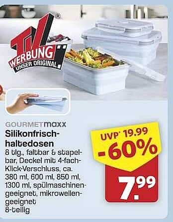 GOURMETmaxx Silikonfrischhaltedosen 8-tlg.