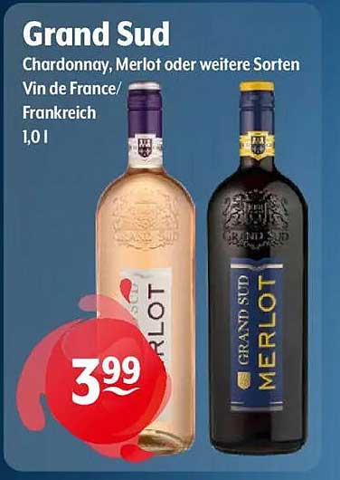 Grand Sud Chardonnay, Merlot oder weitere Sorten - Vin de France 1,0 l