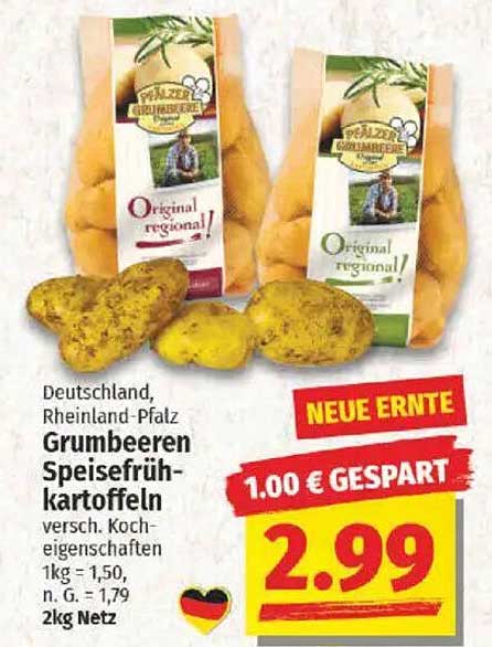 Grumbeeren Speisefrühkartoffeln - Neue Ernte!