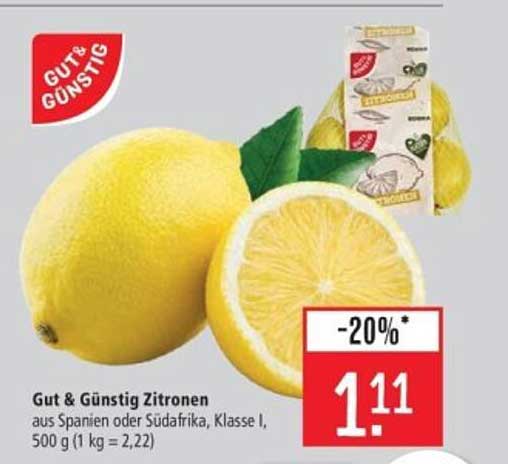 Gut & Günstig Zitronen aus Spanien oder Südafrika, Klasse I, 500 g