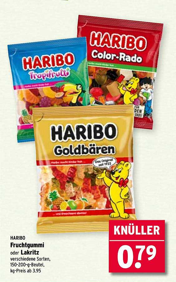 HARIBO Fruchtgummi oder Lakritz – verschiedene Sorten