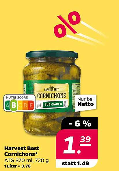 Harvest Best Cornichons* ATG 370 ml, 720 g