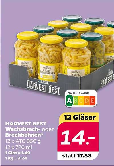 HARVEST BEST Wachsbrech- oder Brechbohnen* 12 Gläser