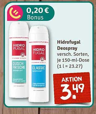 Hidro Fugal Deospray 150 ml – Dusch Frische & Classic