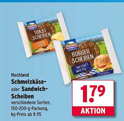 Hochland Schmelzkäse- oder Sandwich-Scheiben, verschiedene Sorten, 150-200-g-Packung