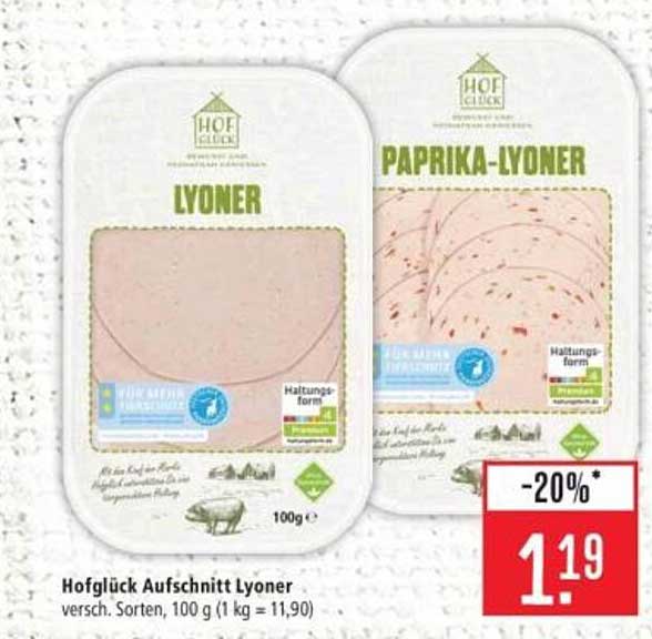 Hofglück Aufschnitt Lyoner / Paprika-Lyoner 100g