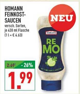 HOMANN FEINKOST-SAUCE – Verschiedene Sorten, je 430 ml Flasche