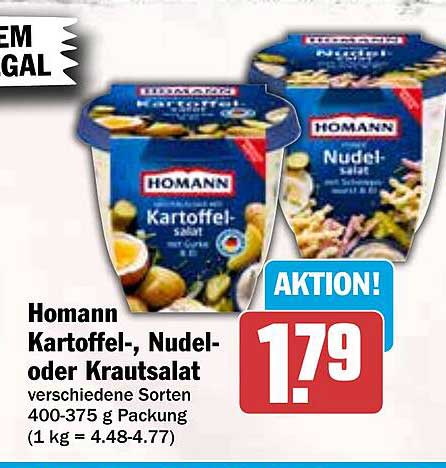Homann Kartoffel-, Nudel- oder Krautsalat - verschiedene Sorten 400-375 g Packung