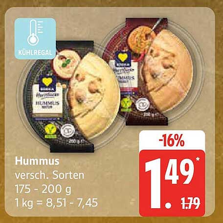 Hummus verschiedene Sorten 175 - 200 g