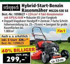 Hybrid-Start-Benzin Rasenmäher MS226-53E SE von Scheppach