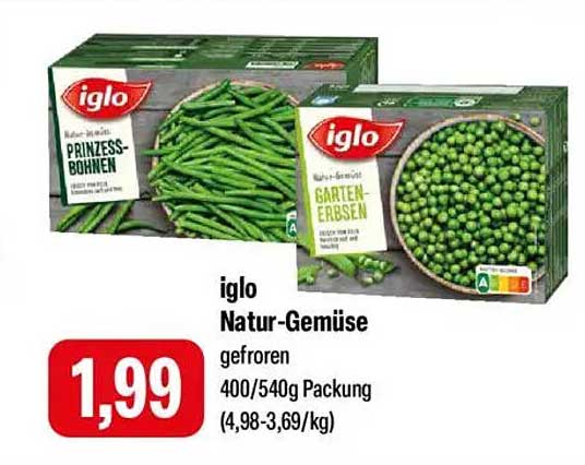 iglo Natur-Gemüse gefroren 400/540g Packung