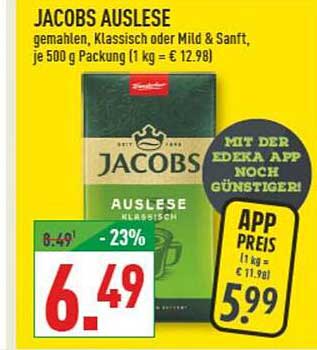 JACOBS AUSLESE gemahlen, 500 g Packung