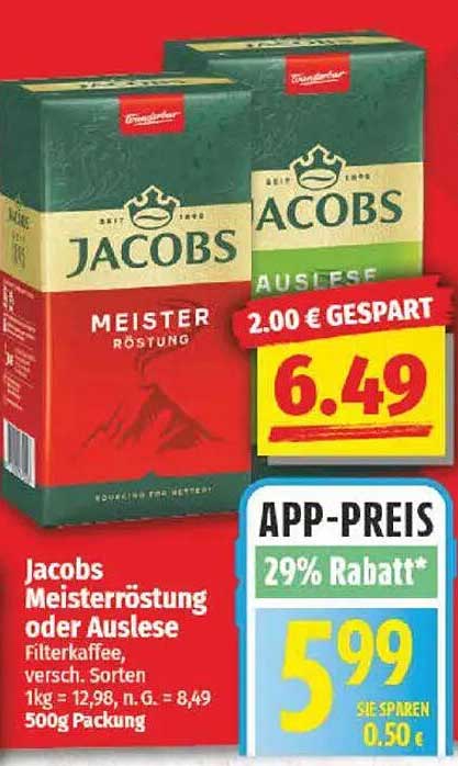 Jacobs Meisterröstung oder Auslese Filterkaffee, verschiedene Sorten