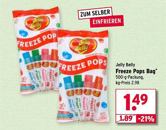 Jelly Belly Freeze Pops Bag 500-g-Packung