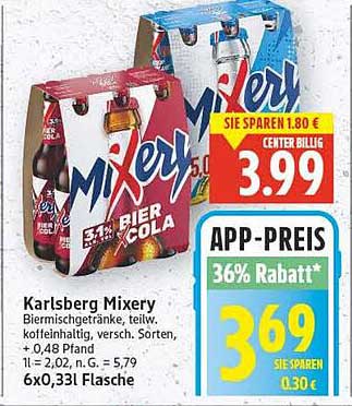 Karlsberg Mixery Biermixgetränke, 6x0,33l