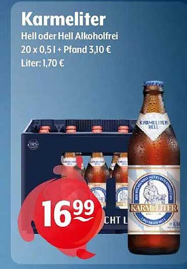 Karmeliter Hell oder Hell Alkoholfrei – 20 x 0,5 l