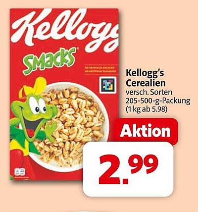Kellogg's Smacks Cerealien 205-500-g-Packung für nur 2,99 €